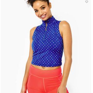 Lilly Pulitzer UPF 50+ Luxletic Callie Half-Zip borealis blue Lilly squared Med